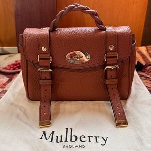Mulberry Mini Alexa in heavy grain leather bag chestnut